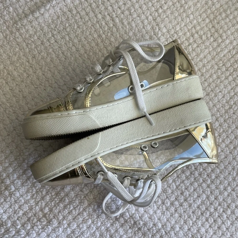 Here/now Jess platform clear and gold sneakers